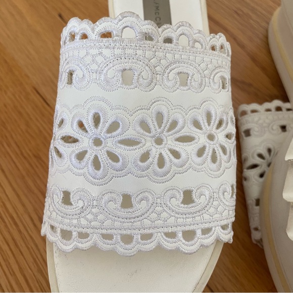 Stella McCartney White Floral Embroidered Cut Out Platform Slide Sandals - Picture 4 of 7
